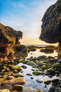 Scenic view of sea against sky during sunset