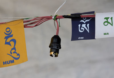 Close-up of text on wall