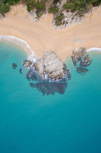 High angle view of blue sea