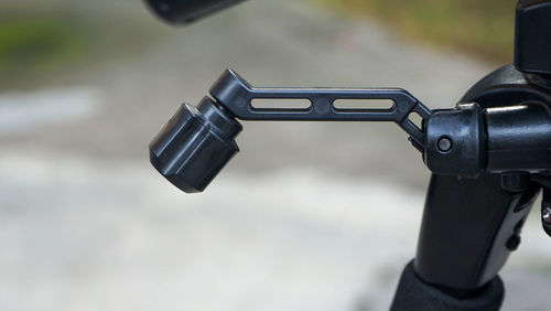 Close up of the camera tripod handle lever