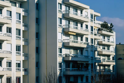 Low angle view of residential building against sky