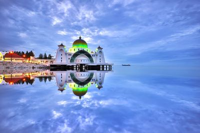 Reflection of building on water