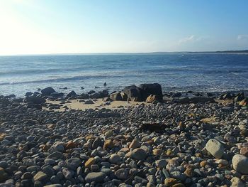 Scenic view of sea against clear sky