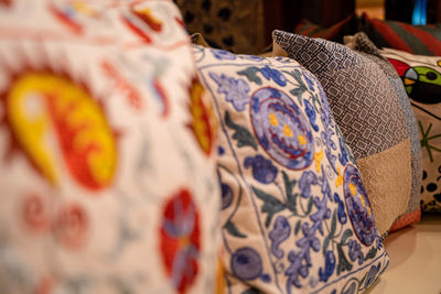 Traditional pillows with colorful embroidery