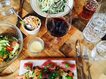 Variety of food on table