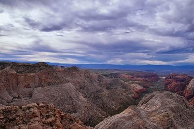 Scenic view of rock formations against sky