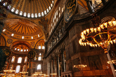 Interior of illuminated hagia sophia