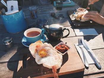 Breakfast served on table