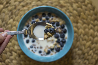 Close-up of cereal with blueberries