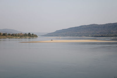 Scenic view of lake against clear sky