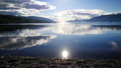 Scenic view of lake against sky