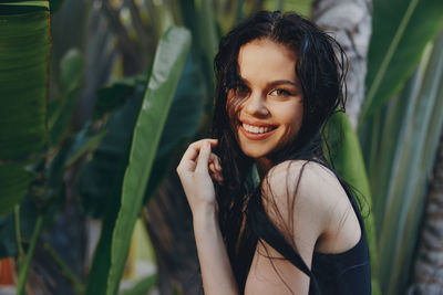 Portrait of young woman looking away
