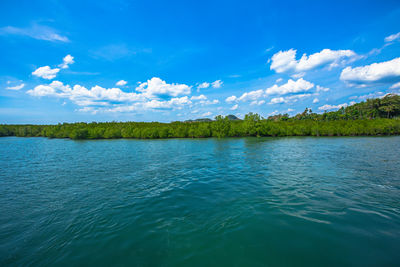 Scenic view of lake against sky