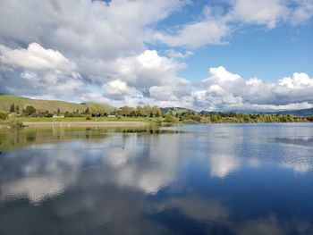 Scenic view of lake against sky