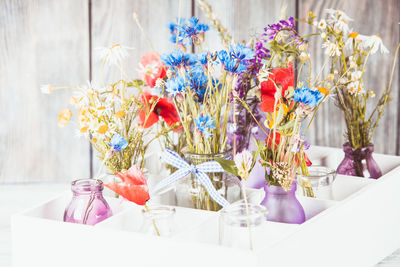 Close-up of flower vase on table