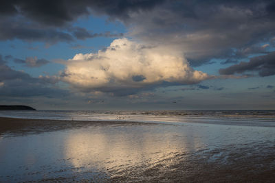 Scenic view of sea against cloudy sky