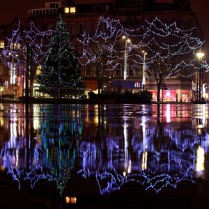 Illuminated city at night