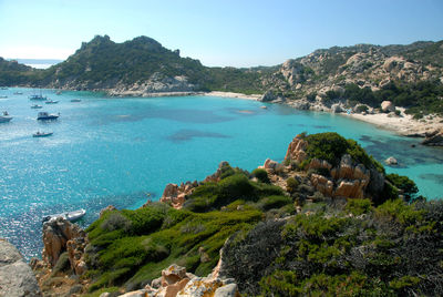 Scenic view of bay against sky