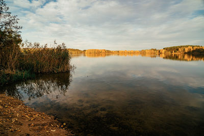 Scenic view of lake against sky
