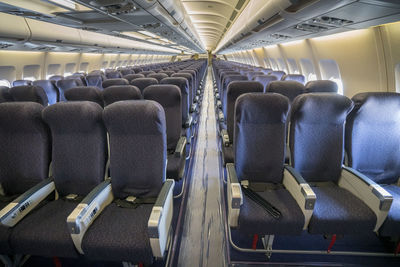 View of empty seats in airplane