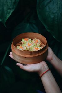 Cropped hand of woman holding food