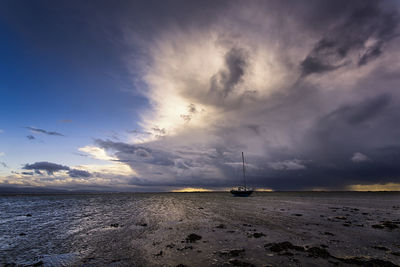 Scenic view of sea against cloudy sky