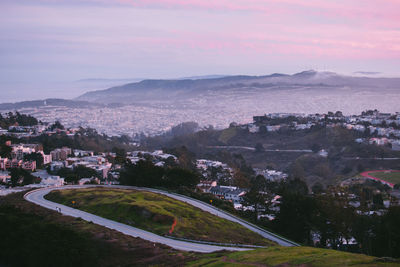 High angle view of townscape against sky