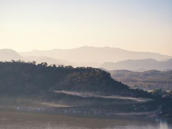 Scenic view of mountains against clear sky