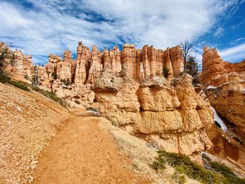 Panoramic view of rock formations against sky