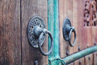 Close-up of door knockers