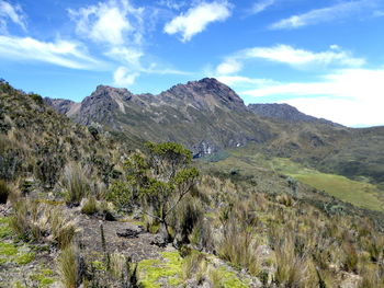 Scenic view of mountains against sky