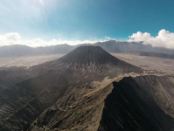 Aerial view of volcanic landscape