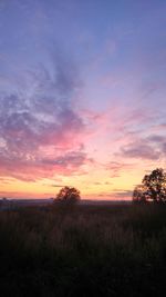 Scenic view of field against sky during sunset