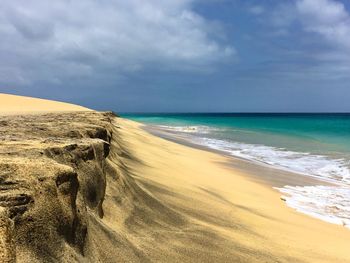 Scenic view of sea against cloudy sky