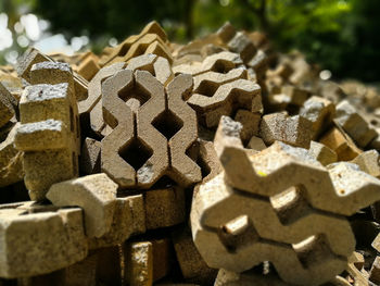 Close-up of stack of firewood