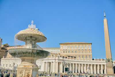 View of historic building against clear blue sky