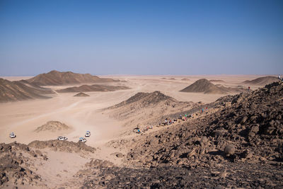 Scenic view of desert against clear sky