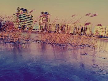 Reflection of buildings in city