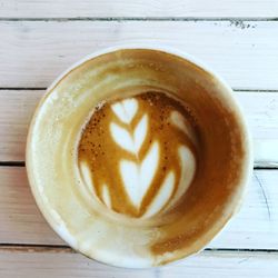 Close-up of cappuccino on table