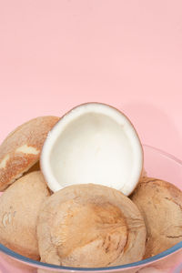 High angle view of ice cream in bowl