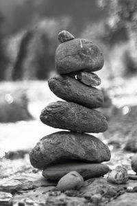 Close-up of stack of stones
