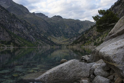 Landscape of boí's reservoir. in catalonia, spain.