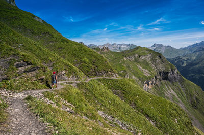 The wandertrail horizontweg from alpen tower to engstlenalp, along gental, switzerland