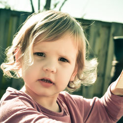 Portrait of cute girl smiling