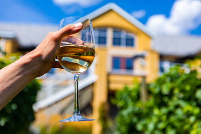 Close-up of hand holding drink