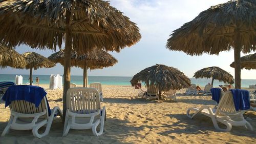 Deck chairs on beach