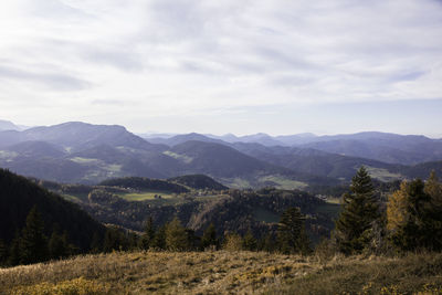 Scenic view of mountains against sky