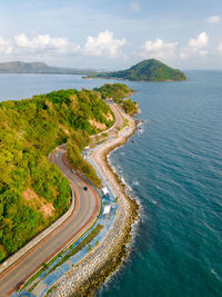 High angle view of sea against sky