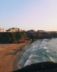 Scenic view of sea against clear sky