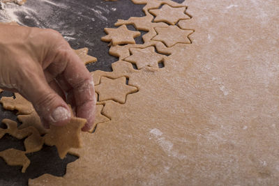 High angle view of cookies